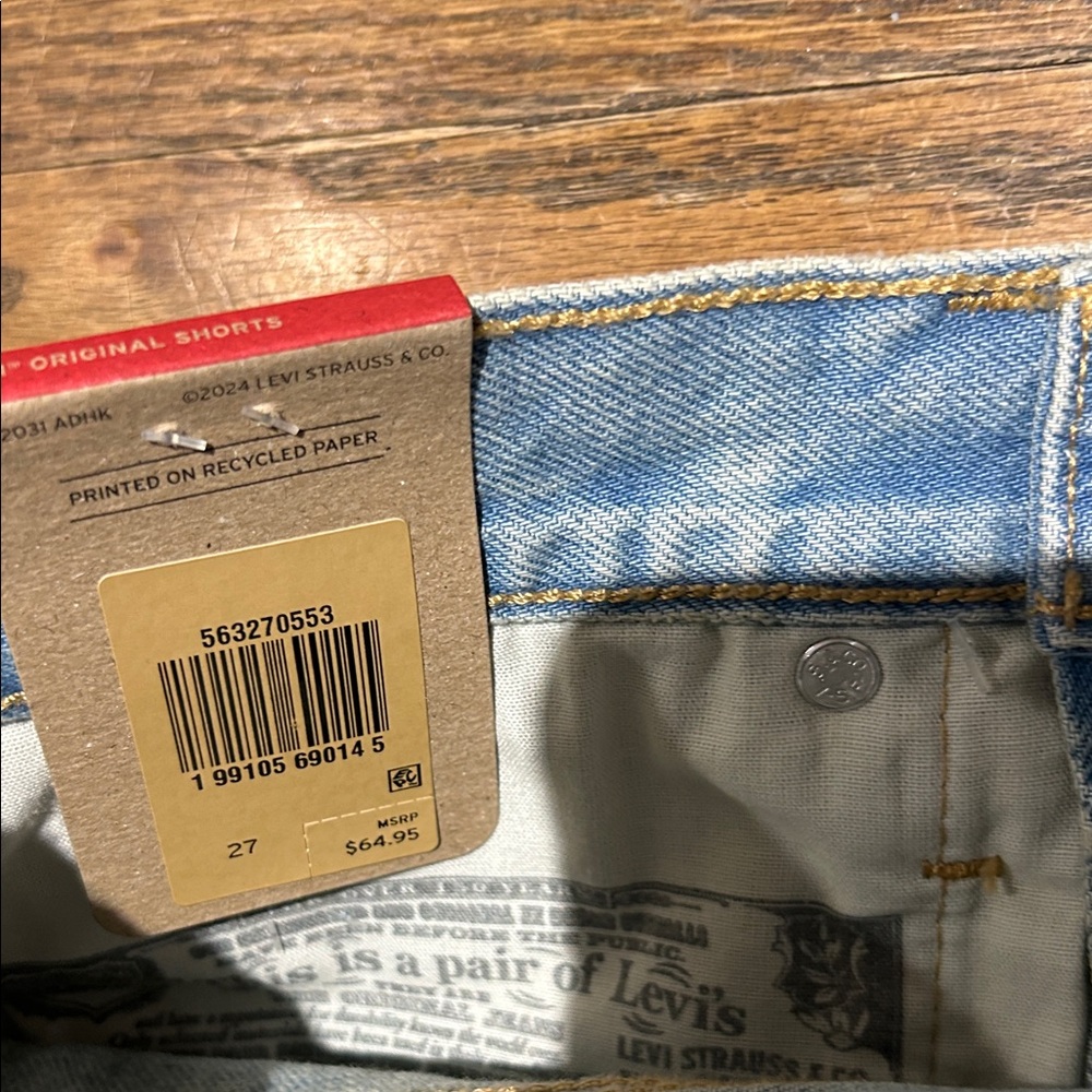 Levi's Light Blue Distressed Jean Shorts - Picture 6 of 6